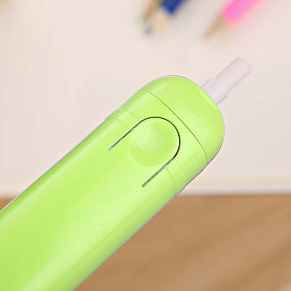 Electric Eraser Kit - Plastic, Standard Size, Yellow | Long-lasting Battery Operated Ergonomic Design With 12 Easy-to-replace Refills, One-button Operation For Precise Erasing