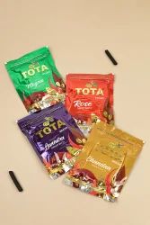 Tota Dhoop Batti Zipper 12 Pouch - Standard-sized Sticks, Black Eco-friendly & Non-toxic Material, Divine Fragrances Of Chandan, Rose, Lavender, Mogra