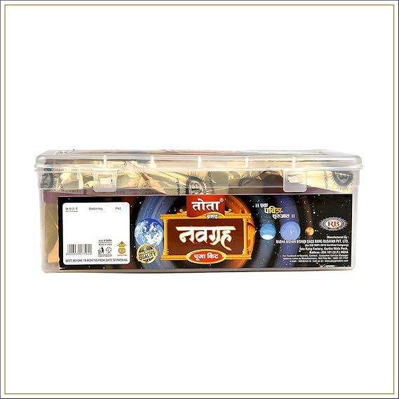 Tota Navagrah Pooja Kit 22 Item - Eco-friendly & Non-toxic, Handmade Religious Samagri Box For Traditional Hindu Worship