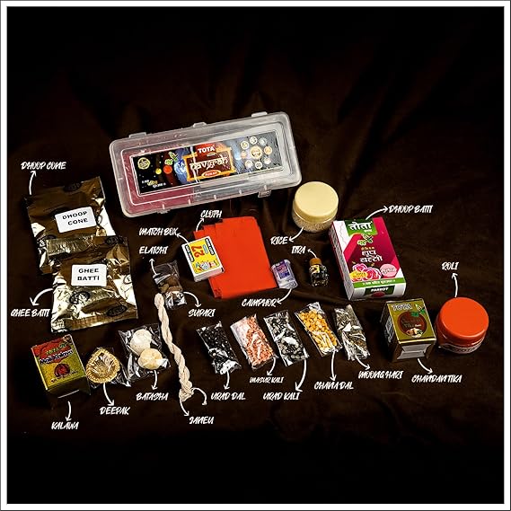 Tota Navagrah Pooja Kit 22 Item - Eco-friendly & Non-toxic, Handmade Religious Samagri Box For Traditional Hindu Worship