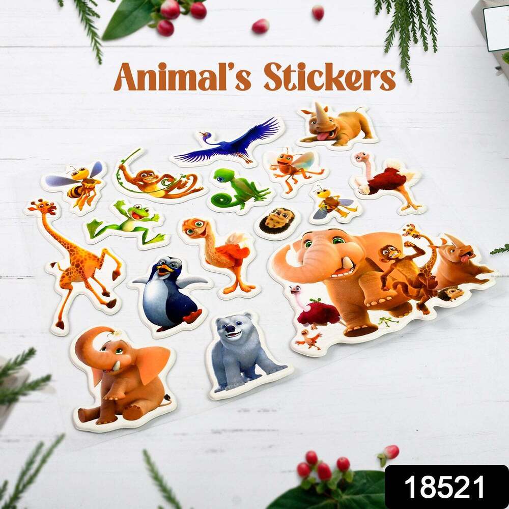 Animals Design Adhesive 3D Stickerss