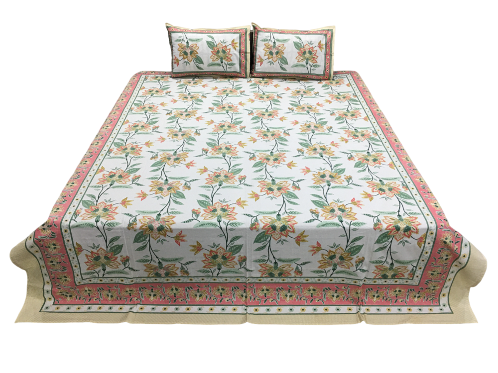 Floral Pakhi Printed Bedsheet - Color: Multi