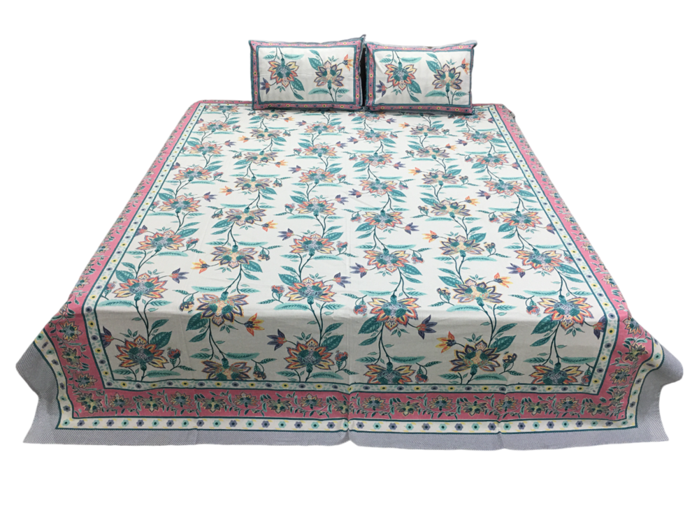 Floral Pakhi Printed Bedsheet - Color: Multi