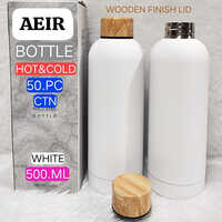 500 ML White Hot And Cold Bottle With Wooden Finish Lid