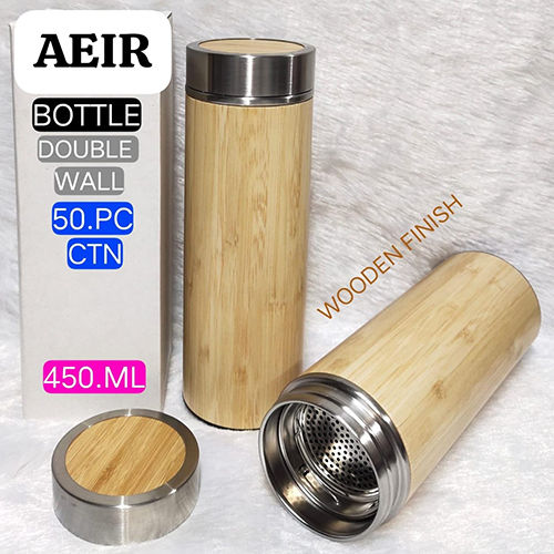 450 Ml Double Wall Wooden Finish Tumbler Bottle - Color: Different Available