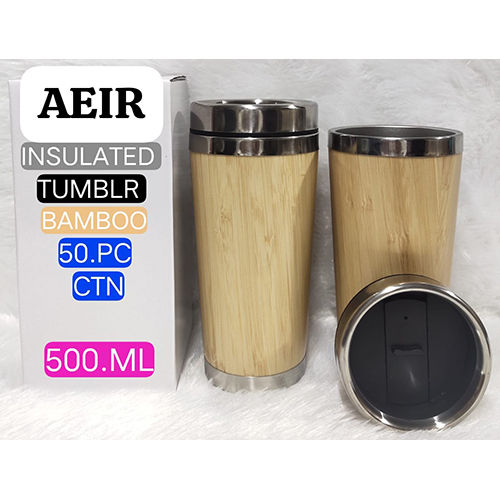 500 Ml Insulated Tumbler Bamboo Mug - Color: Different Available