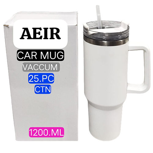 1200 Ml White Vacuum Car Mug - Color: Different Available