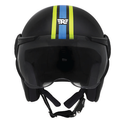 Open Jet Dual Wing 1901 Helmet - Medium/Large/XL Size, Black Open Face Motorcycle Riding Helmet
