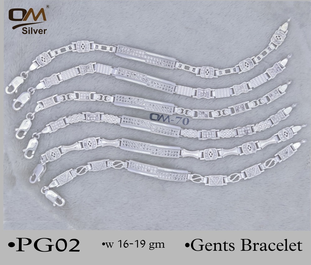 Silver Mens Logo Bracelet