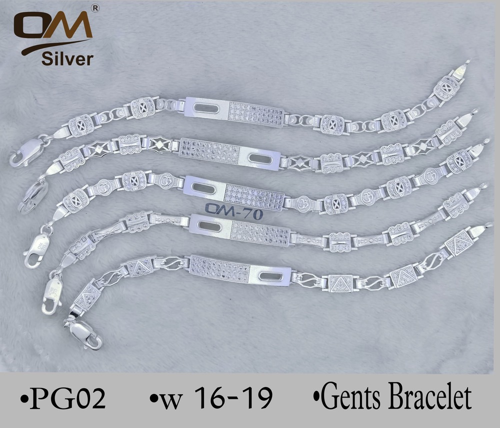 Silver Mens Logo Bracelet