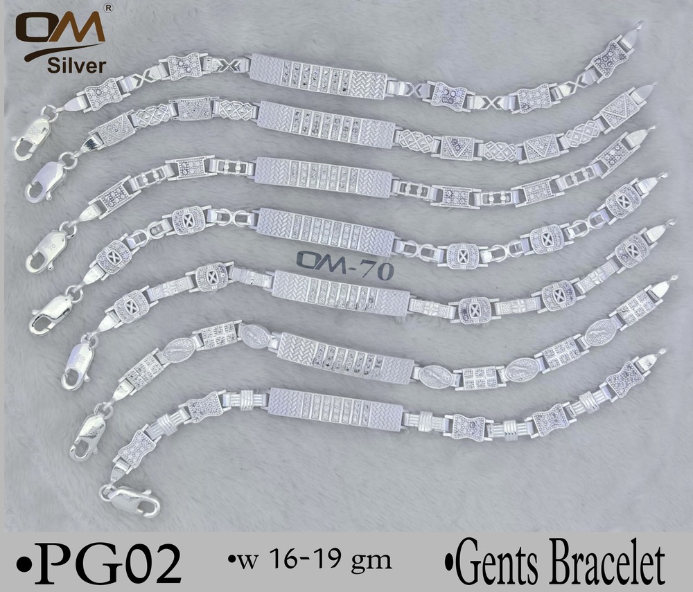 Silver Mens Logo Bracelet