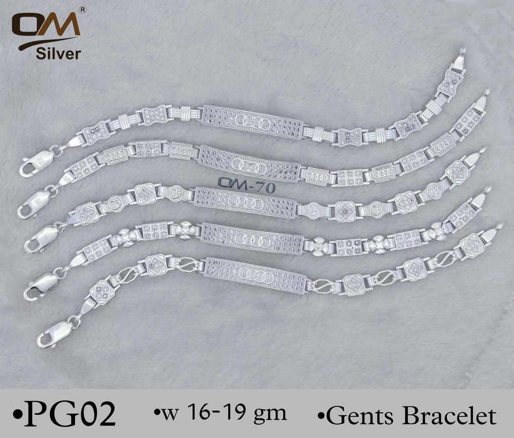 Silver Mens Logo Bracelet