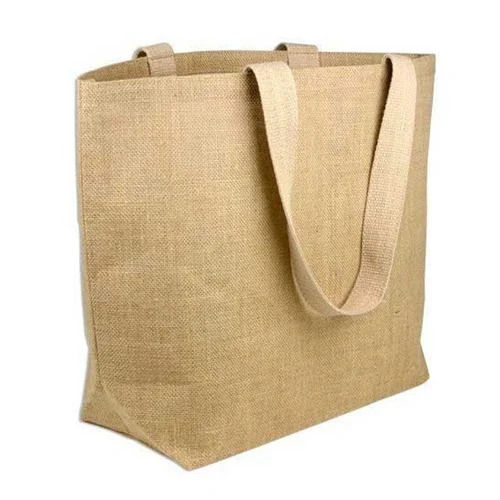 Plain Brown Jute Carry Bag - Pattern: Printed