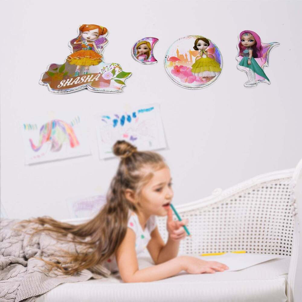 Girls Cartoon Design Adhesive 3D Stickerss