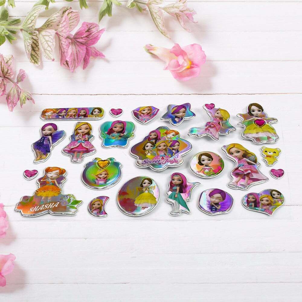 Girls Cartoon Design Adhesive 3D Stickerss