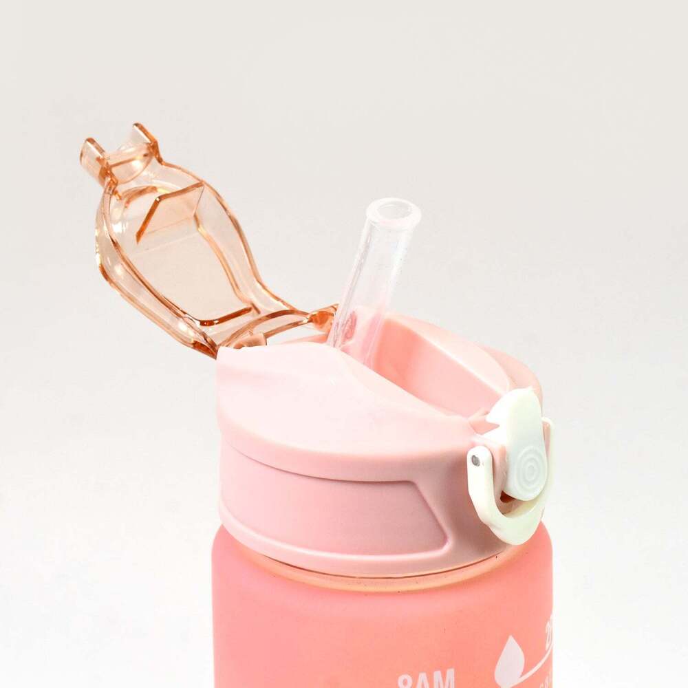 Plastic Colorful Motivational Water Bottle with Strawe