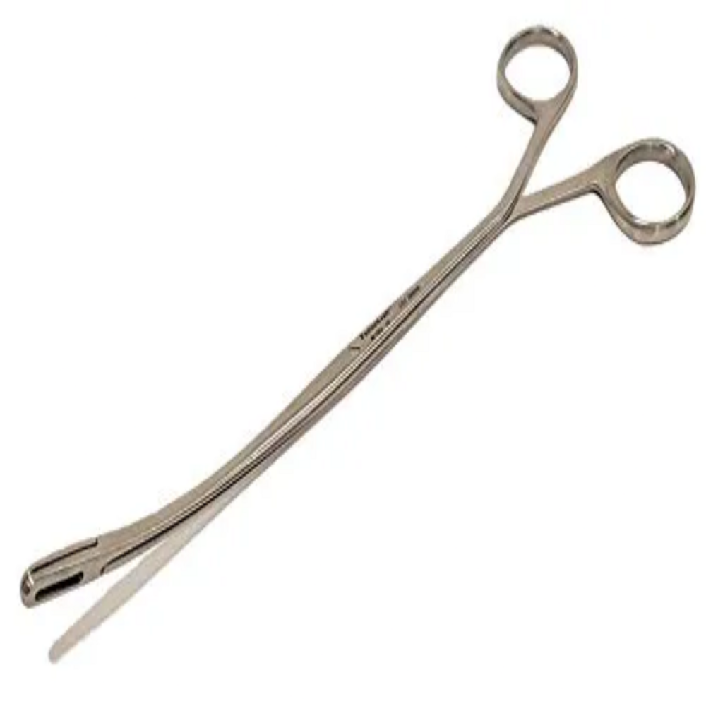Des Jardins Forceps - Stainless Steel, Standard Size, Silver | Curved Jaws With Central Hole For Gallstone Manipulation, Durable & Reusable Design