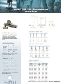 Shear Studs - Stainless Steel, Different Sizes, Silver Color | High Strength, Corrosion Resistant, High Hardness, Smooth Finish, Industrial Grade