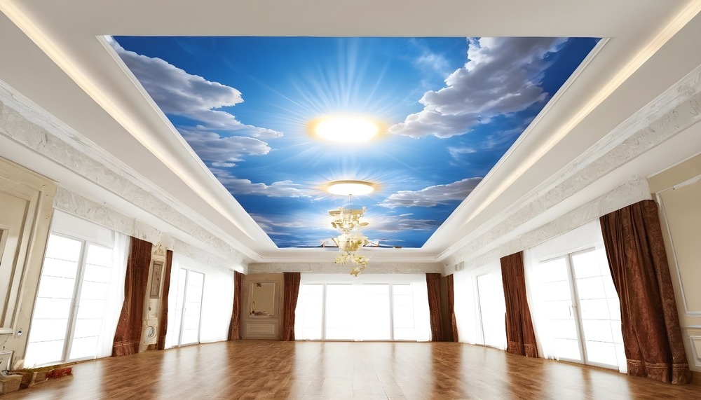Stretch Ceiling - Fabric Material, 100m Length X 10ft Width | Durable, Uv Resistant, Easy To Clean, Lightweight, Polished Cream Finish