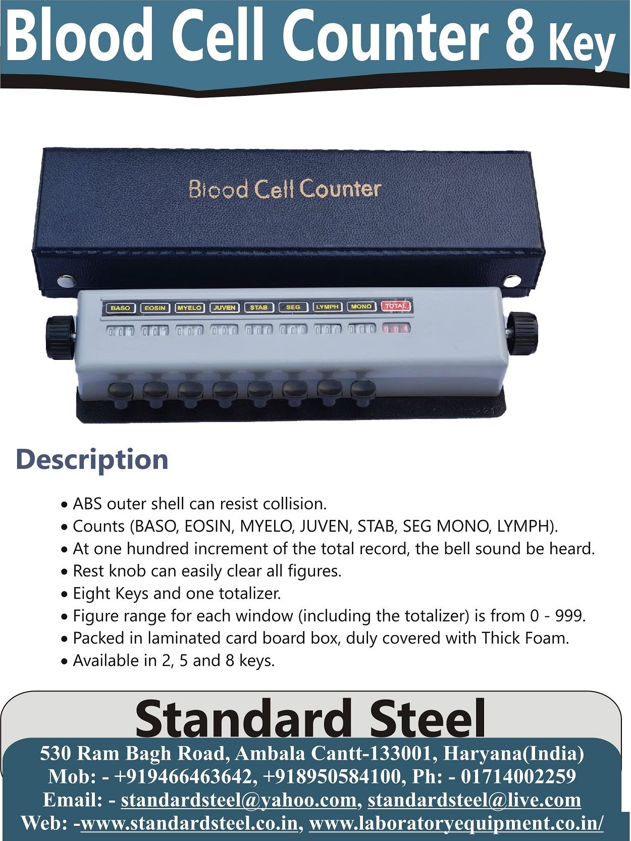 Differential blood cell counter 8 Key