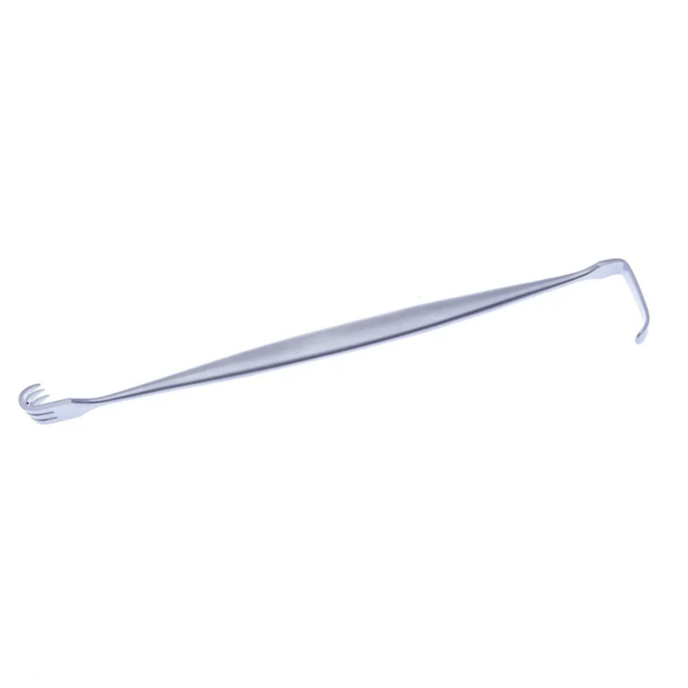 Kilner Retractor - Stainless Steel, Small Size (22/25mm) | Double-ended Design With Blunt Angled End & Sharp Three-pronged Rake Tip