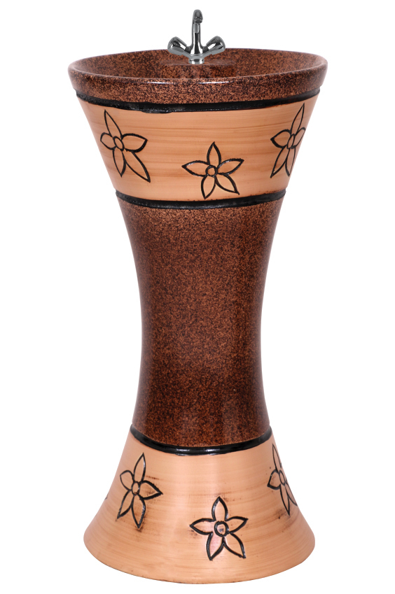 Designer One-piece Pedestal Wash Basin - Color: Brown