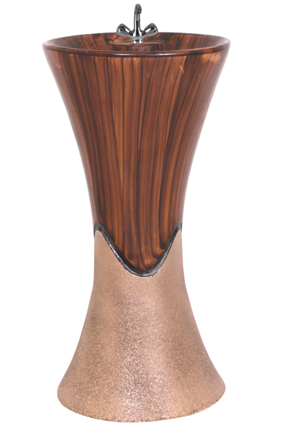 Designer One-piece Pedestal Wash Basin - Color: Brown