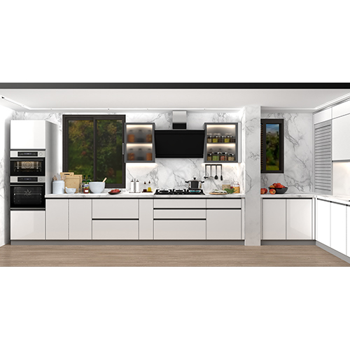 L Shaped Modular Kitchen with Breakfast Counter