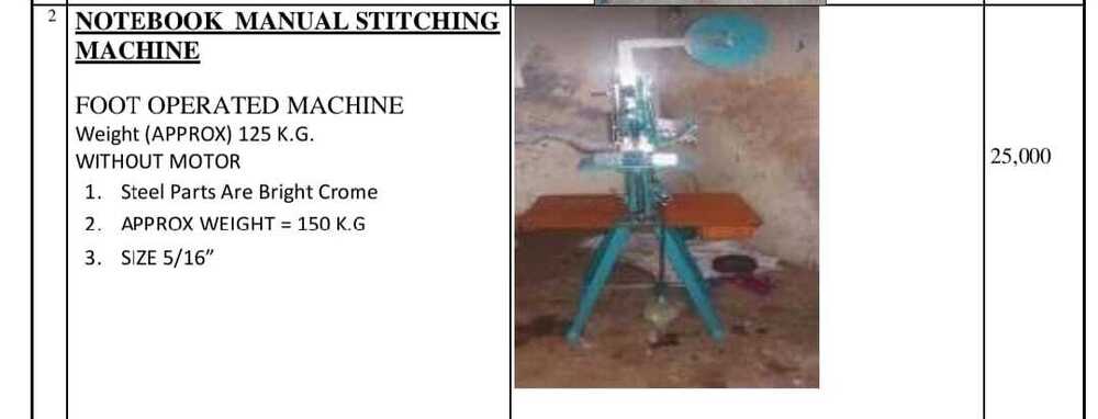 Foot Operated Manual Book Stitching Machine - Metal Build, 220 Volt Power | Automatic Grade, User-friendly Control System, Warranty Included