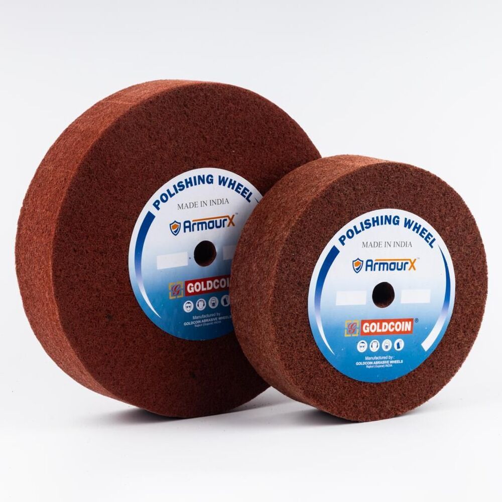 ARMOUX Non-Woven Polishing Wheel - Rubber Material, 2 Inch Height, Black Color, Soft Hardness, 180 Grain Size | Abrasive Wheel for Industrial & Commercial Use, Silicon Grain Type, Flexible & Durable Design