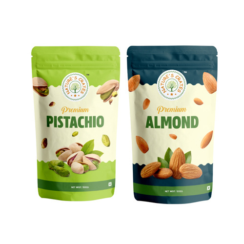 Premium Pista & Almond Combo Pack - Food Grade Quality Non-Glutinous Dried Nuts, Perfect for Snacking & Breakfast Enhancements