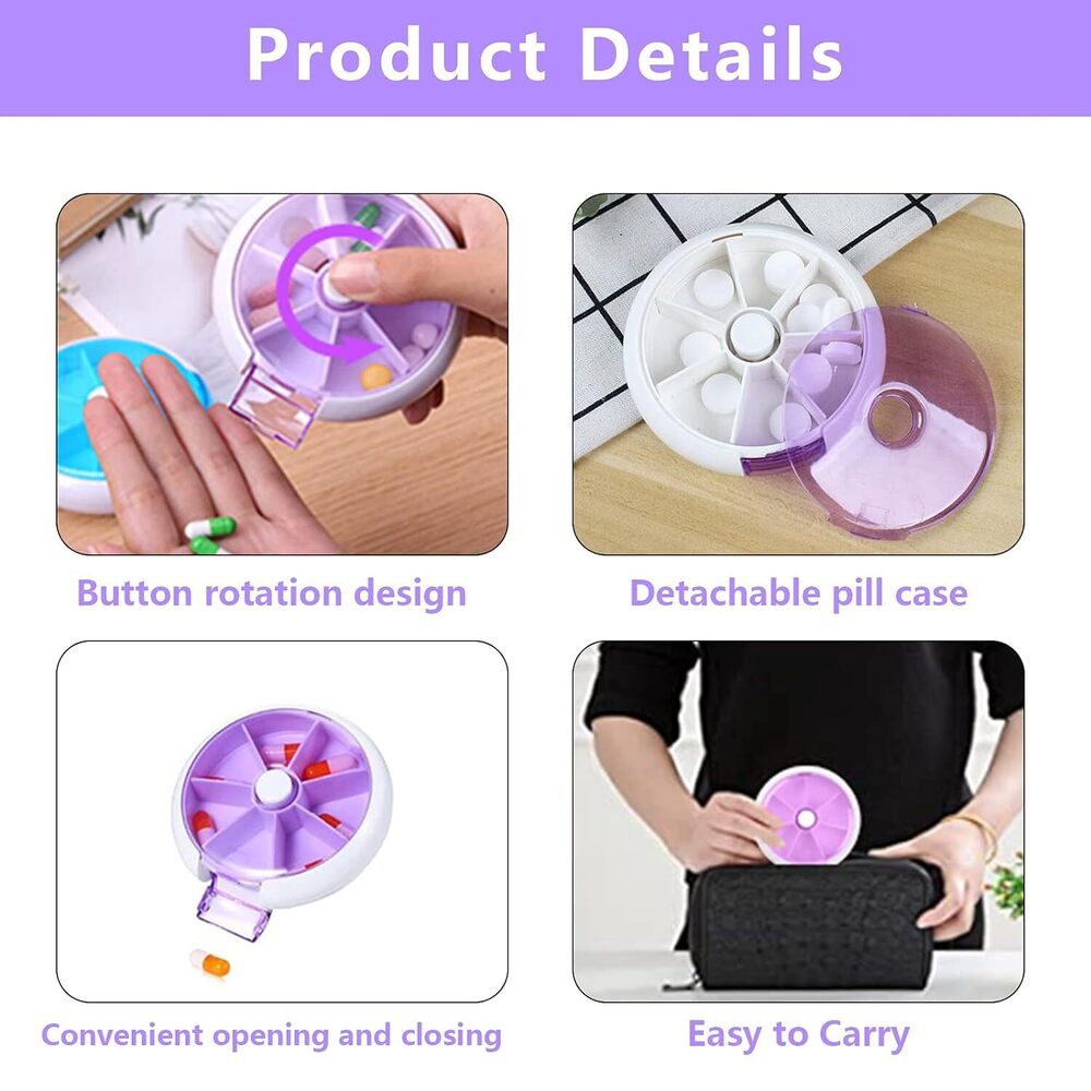 7 grid seal rotation Pill Organizer Medicine Boxs
