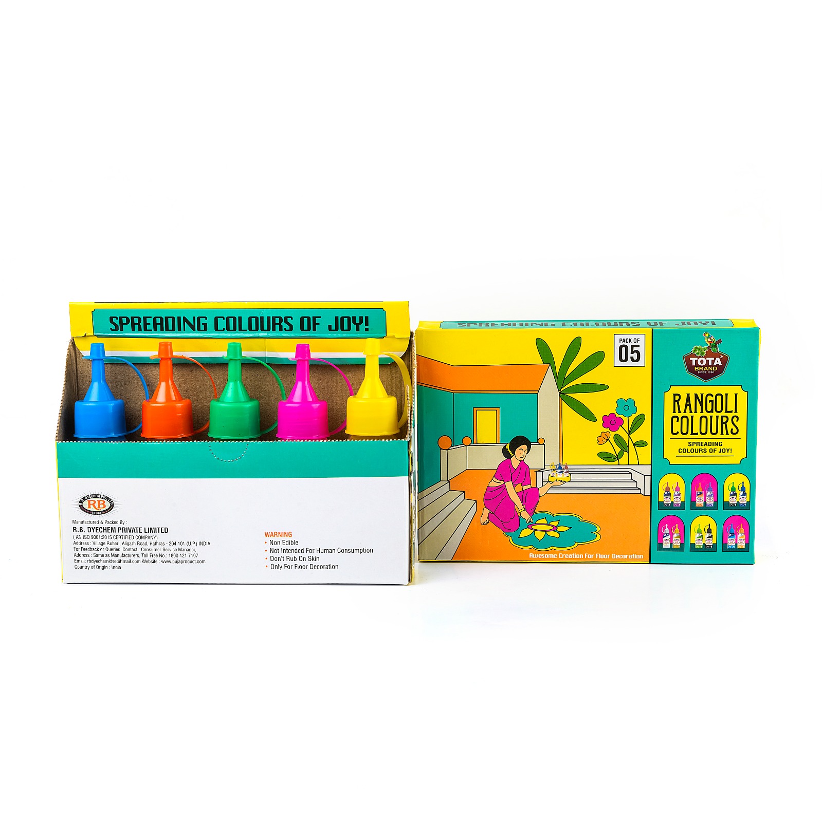 Tota Squeeze Me Rangoli - 1kg Multicolor Powder (10 Bottles X 100g) , Eco-friendly, Skin-friendly, Non-toxic For Holi Decoration