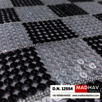 Luxury Black & White Sequins Embroidery Fabric For Festive Wear And Party Dresses