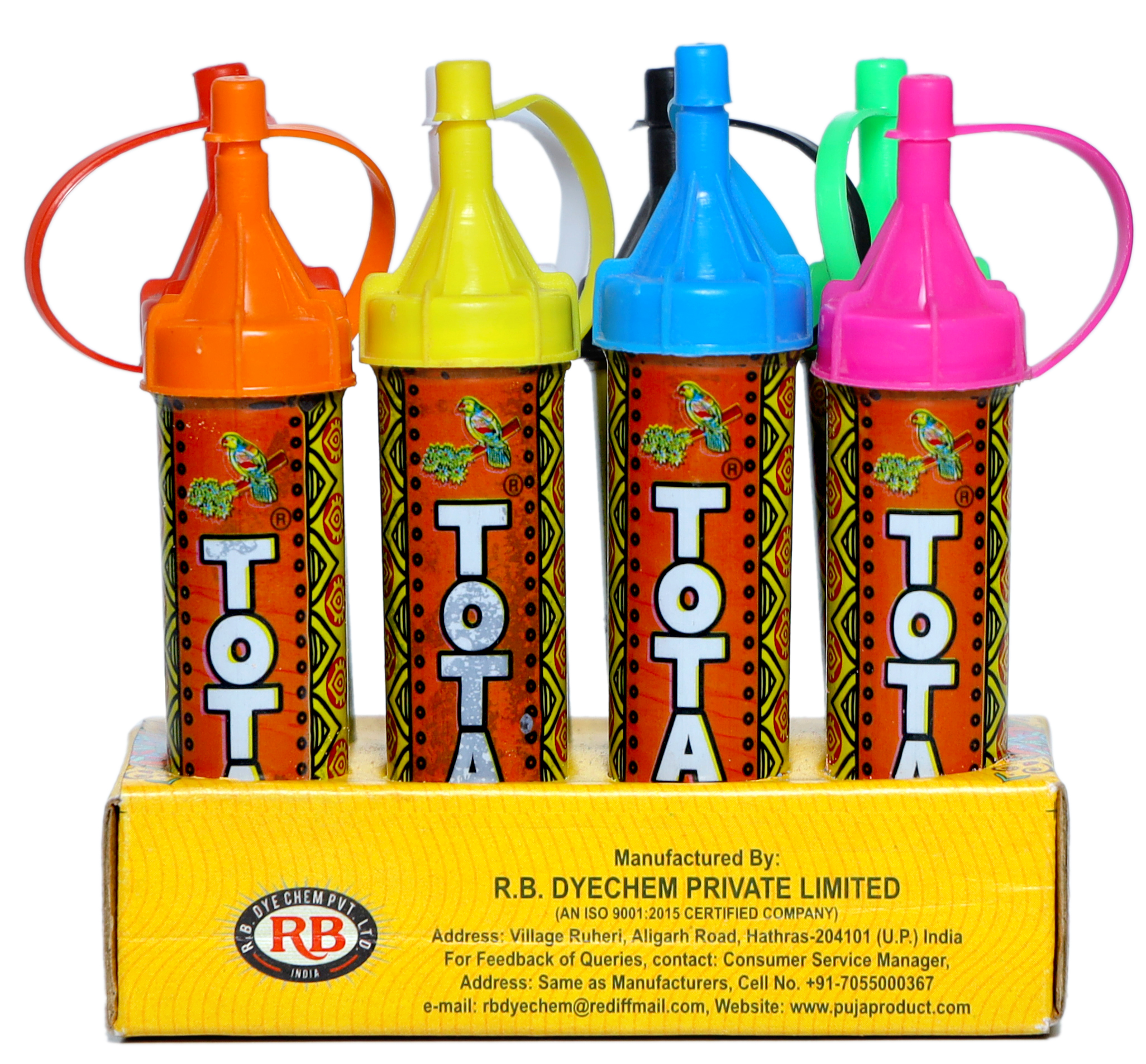 Tota Mini Rangoli 50g X 8bottle Tray - Transparent Plastic Bottles Natural Multicolor Powder Soft Texture Skin-friendly & Non-toxic Fragrant For Holi Decoration