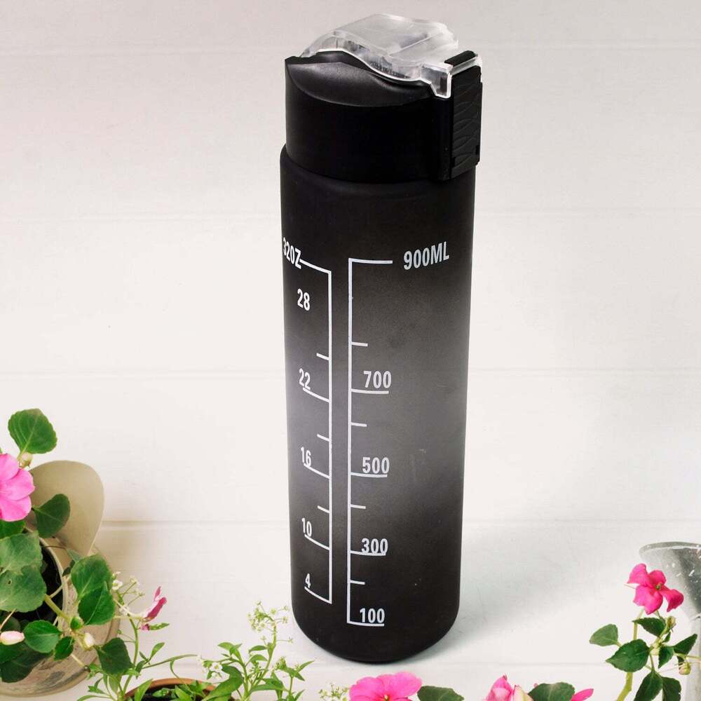 Plastic Black Motivational Water Bottle with Straws