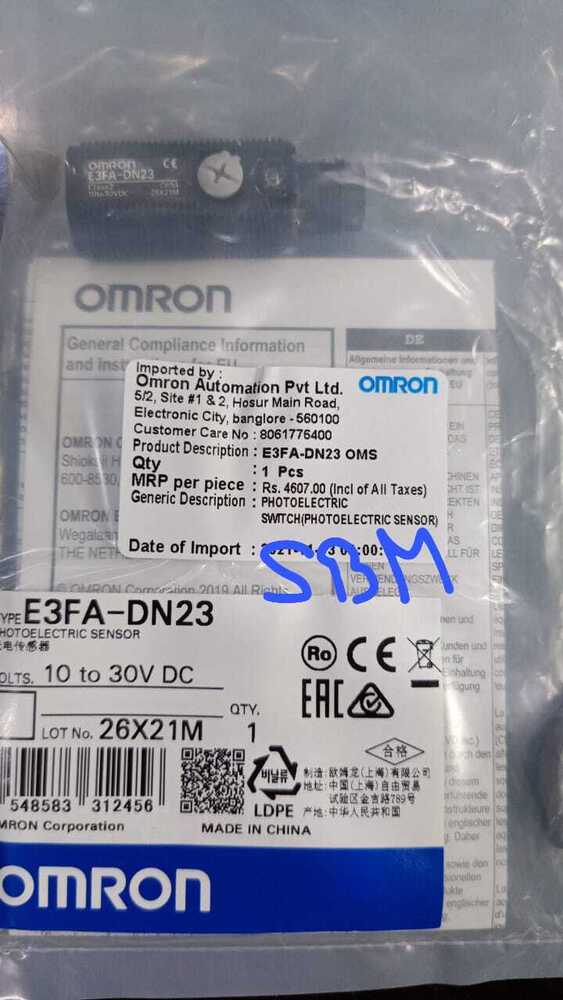 Omron Photoelectric Sensor 10 To 30vdc, E3fa-dn23