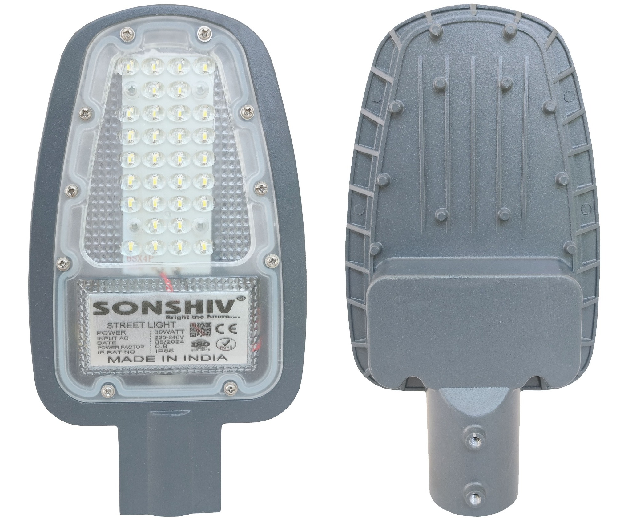 30watt Street Light - Die-cast Aluminum, 30 Watts, 3600-3900 Lumens, Ip65 Waterproof | Versatile Use For Residential Streets, Parks, Pathways