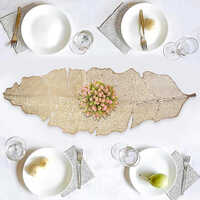 Banana Leaf Center Table Runner - High-Quality Material, 16x36 Inches, Brown Color, Smooth Finish, Rectangular Shape, Tropical Design