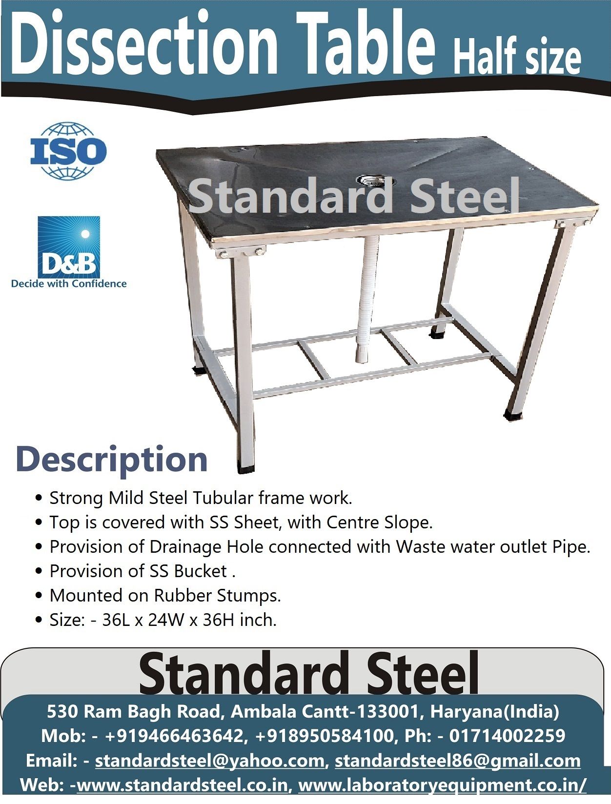 Dissection Table Half Size 