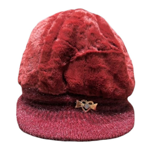 Ladies Woolen Fur Cap - Color: Multi