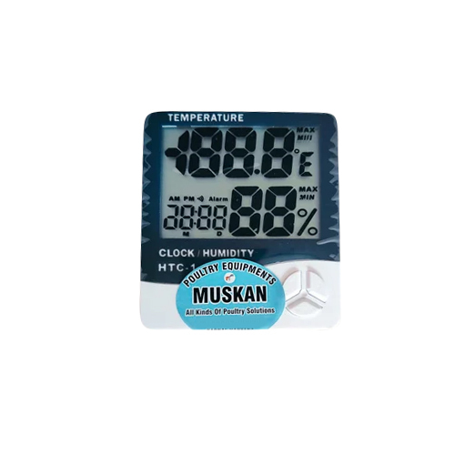 Muskan Digital Thermometer Humidity Meter - Plastic, 15 x 5 x 10 cm | Blue and White, Digital Display, Measures Humidity and Temperature