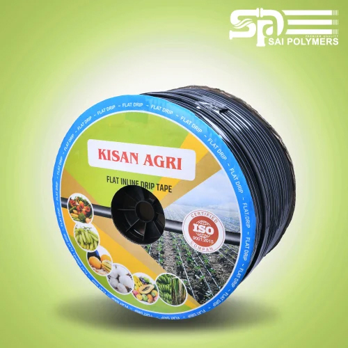 16 Mm Kisan Agri Flat Inline Drip Tape - Color: Black