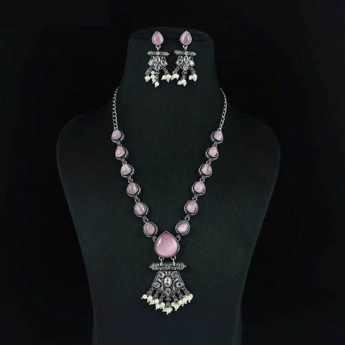 डिज़ाइन नंबर 291 लेडीज ऑक्सीडाइज्ड नैकलेस सेट