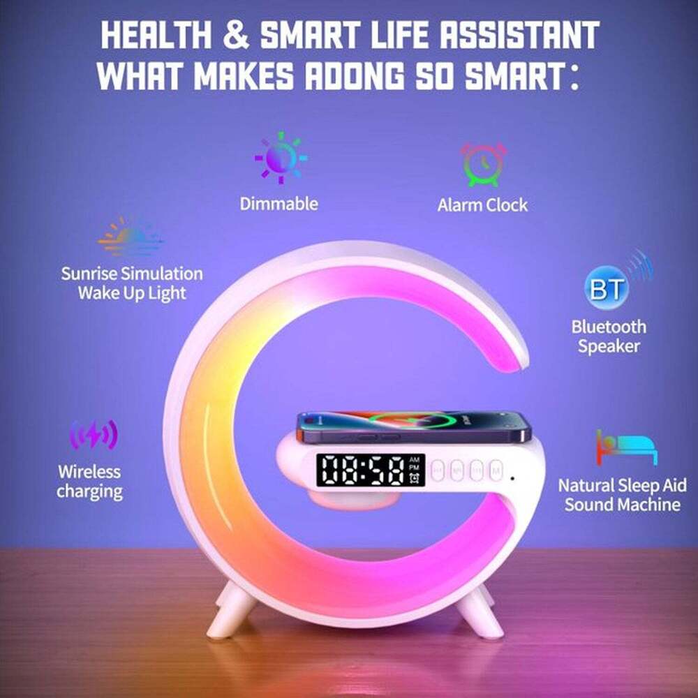 Smart Alarm Clock With Bluetooth Speaker, Wireless Chargings