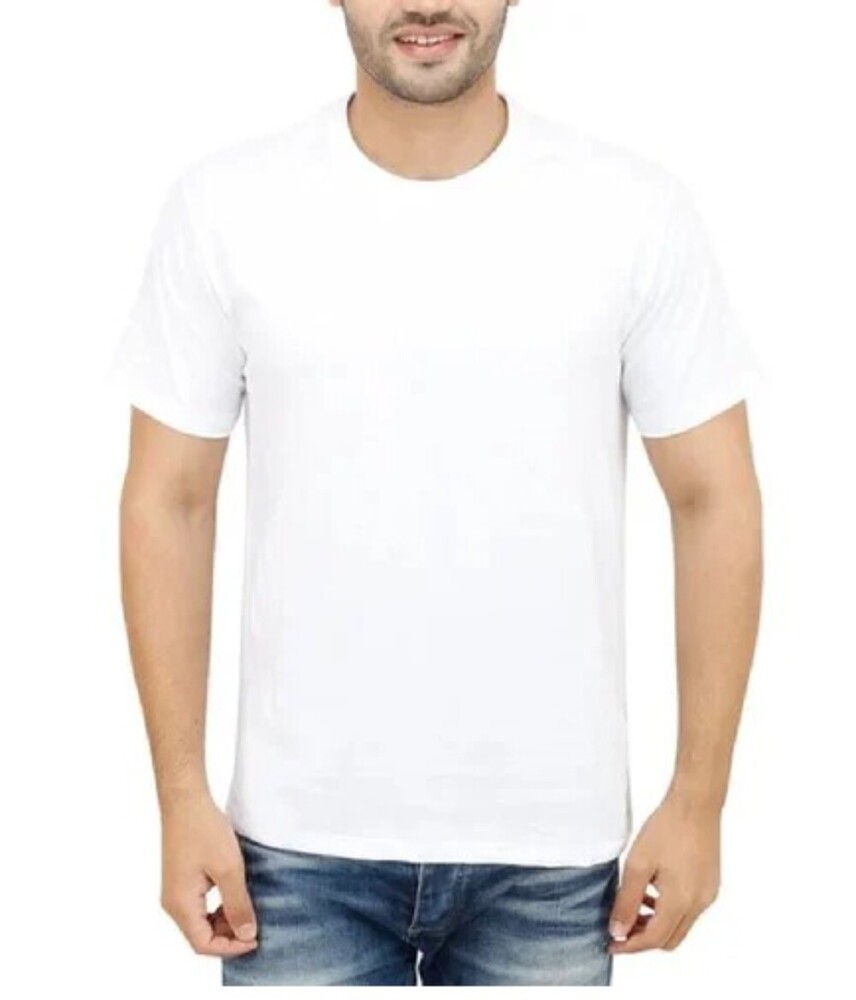 पुरुषों की सफेद साधारण टी-शर्ट