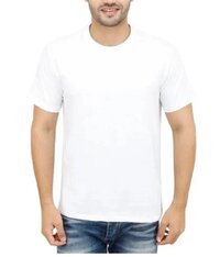 Mens White Plain T Shirt - Polyester Fabric, Medium Size, Available In Multiple Colors | Washable, Round Neck, Half Sleeves Design