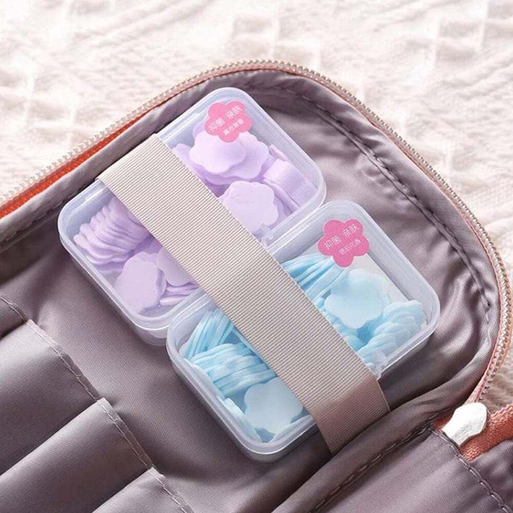 Mini Portable Travel Soap Paper Sheets Flower Shapes