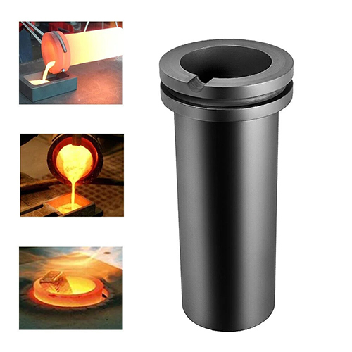 Foundry Graphite Crucible - Graphite Material, 75mm Diameter x 155mm Height, Black Color | Ideal for Melting & Pouring Metals in Industrial Settings