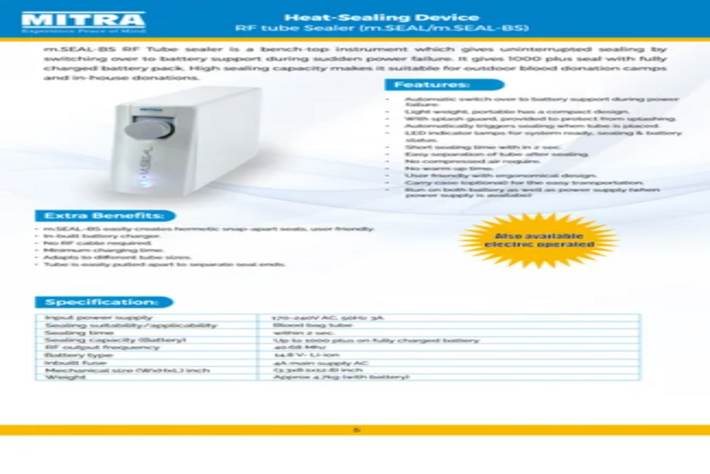 MITRA BLOOD BAG TUBE SEALER